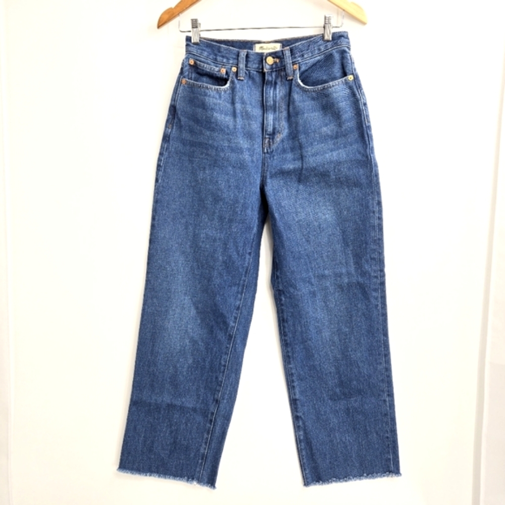 Madewell Baggy‎ Straight Jeans Cropped Raw Hem 24 X 27 - Picture 2 of 16